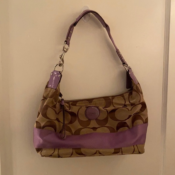 Coach signature stripe bag handbag purse pink f15197 - Picture 1 of 10